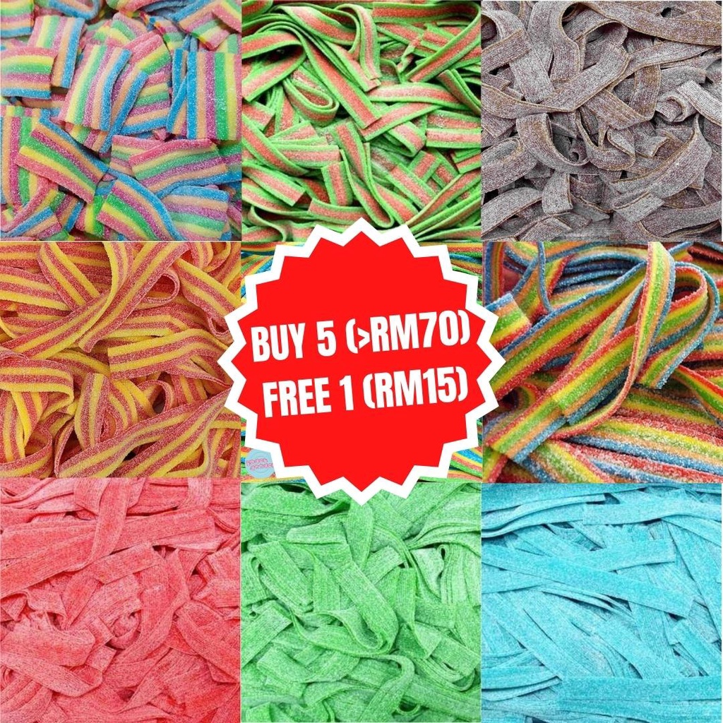 100 Halal Haribo Bebeto Sour Belt Assorted Gummy Bear Candy Sweet Sour