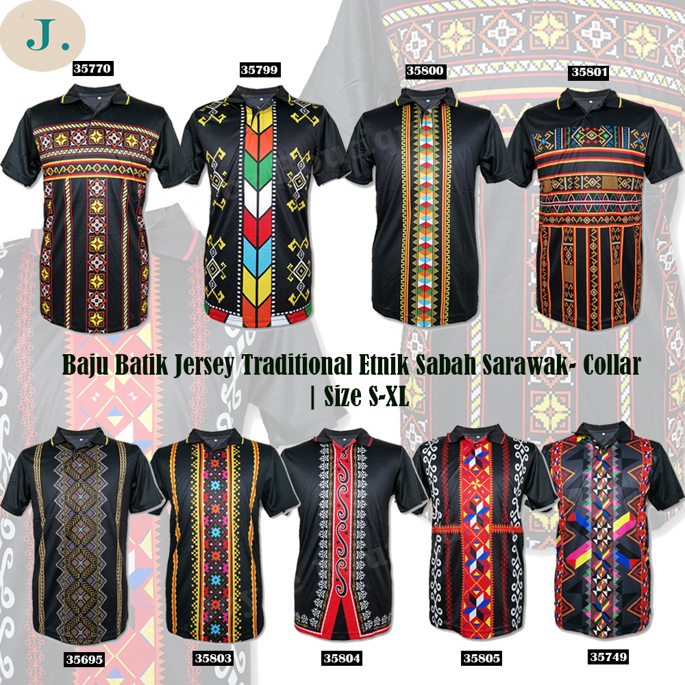 🔥ReadyStock🔥 Unisex Baju batik jersey traditional etnik sabah sarawak ...