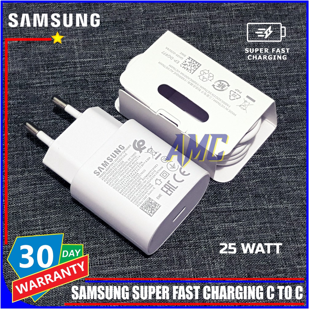 Samsung A71 A81 Original 100 Super Fast Charge C To C 25 Watt Charger Shopee Malaysia