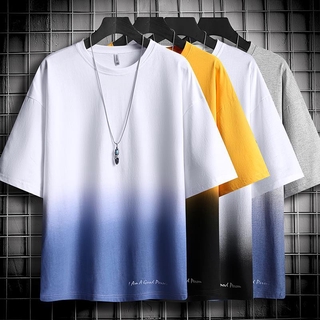 Men's Short-sleeved T-shirt Gradient Color Summer New Korean Loose Half Sleeve T-shirt