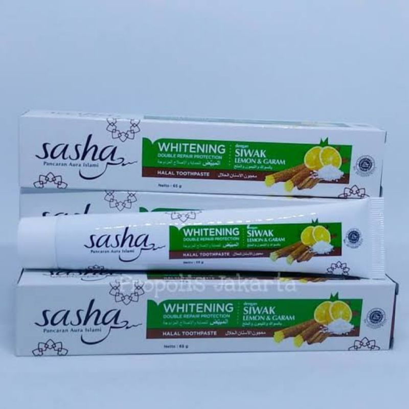 Sasha SIWAK WHITENING 65 GRAM 100 original halal Toothpaste