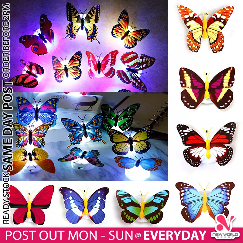 《 》Luminous Decorative Butterfly LED Light Indoor Outdoor Decoration Lights Night Lamp Lampu Berkelip 蝴蝶灯