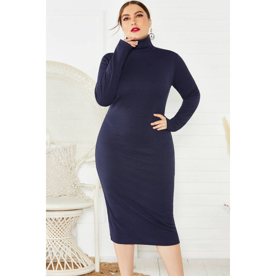 dark blue sweater dress