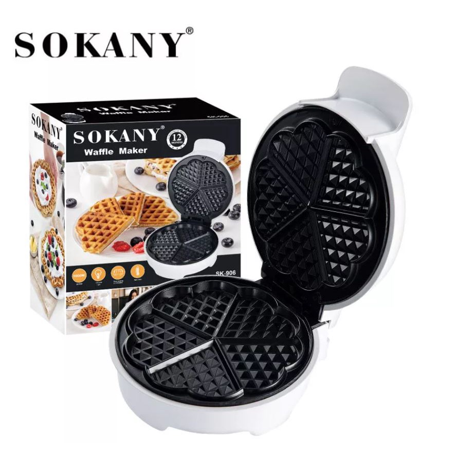 SOKANY Waffle Maker Heart Shape Waffle Sandwich Maker Non Stick