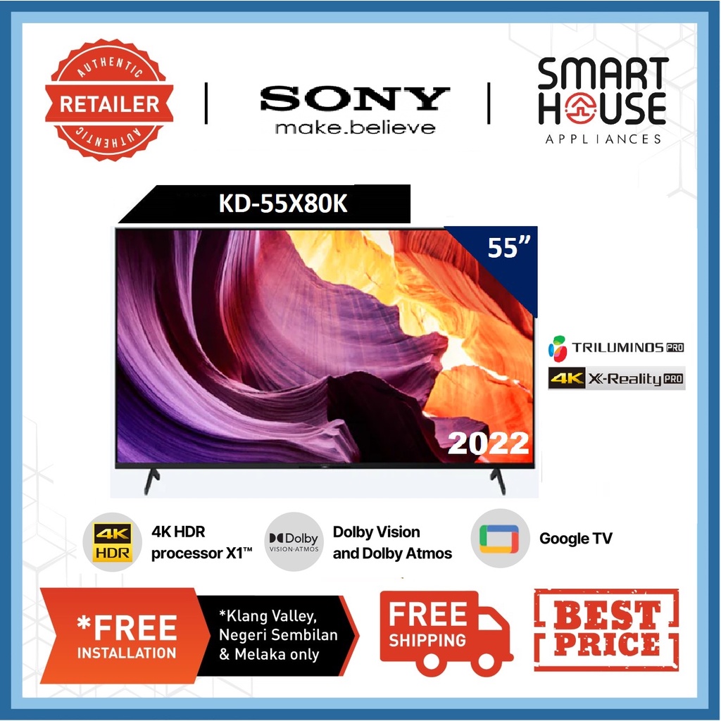 FREE SHIPPING !! Sony 55" X80K KD55X80K 4K Ultra HD High Dynamic