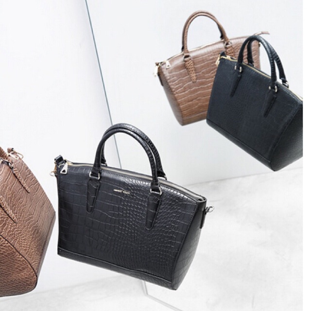 croc effect tote bag mango