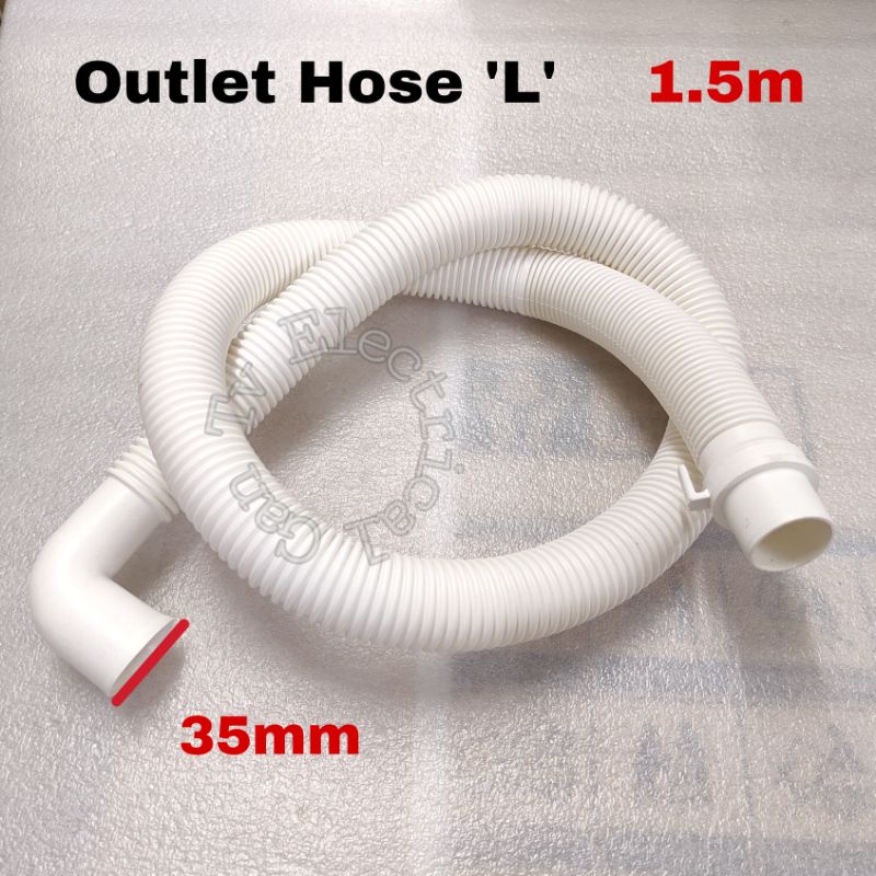 1.5M Universal Multi Washing Machine L Shape ID 35mm Outlet Drain Hose ...