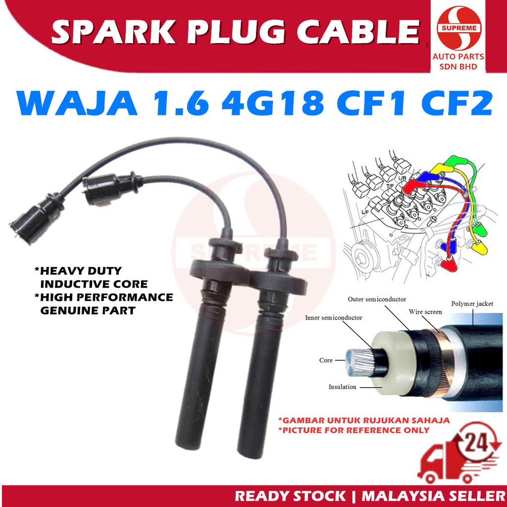 Spark Plug Cable Proton Waja 1.6 4G18 MMC CF1 CF2 - Tali Plug 