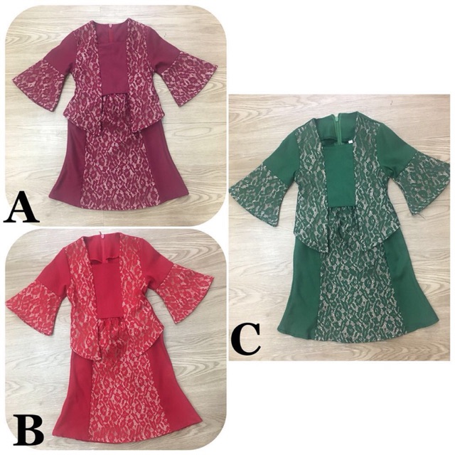 Kids Girl Set Baju  Kurung  Raya Pink Purple  Green  Maroon 