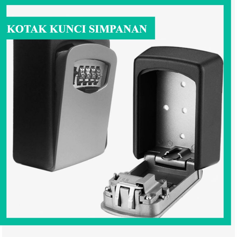 Kotak Kunci Simpanan 4 Digits Password Locker Key Storage Lock Box Wall