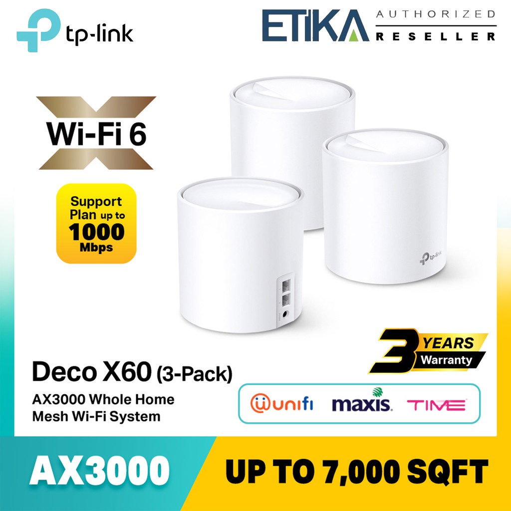 TP-Link Deco X60 AX3000 WiFi 6 Mesh WiFi Router, Whole Home Wireless AX ...