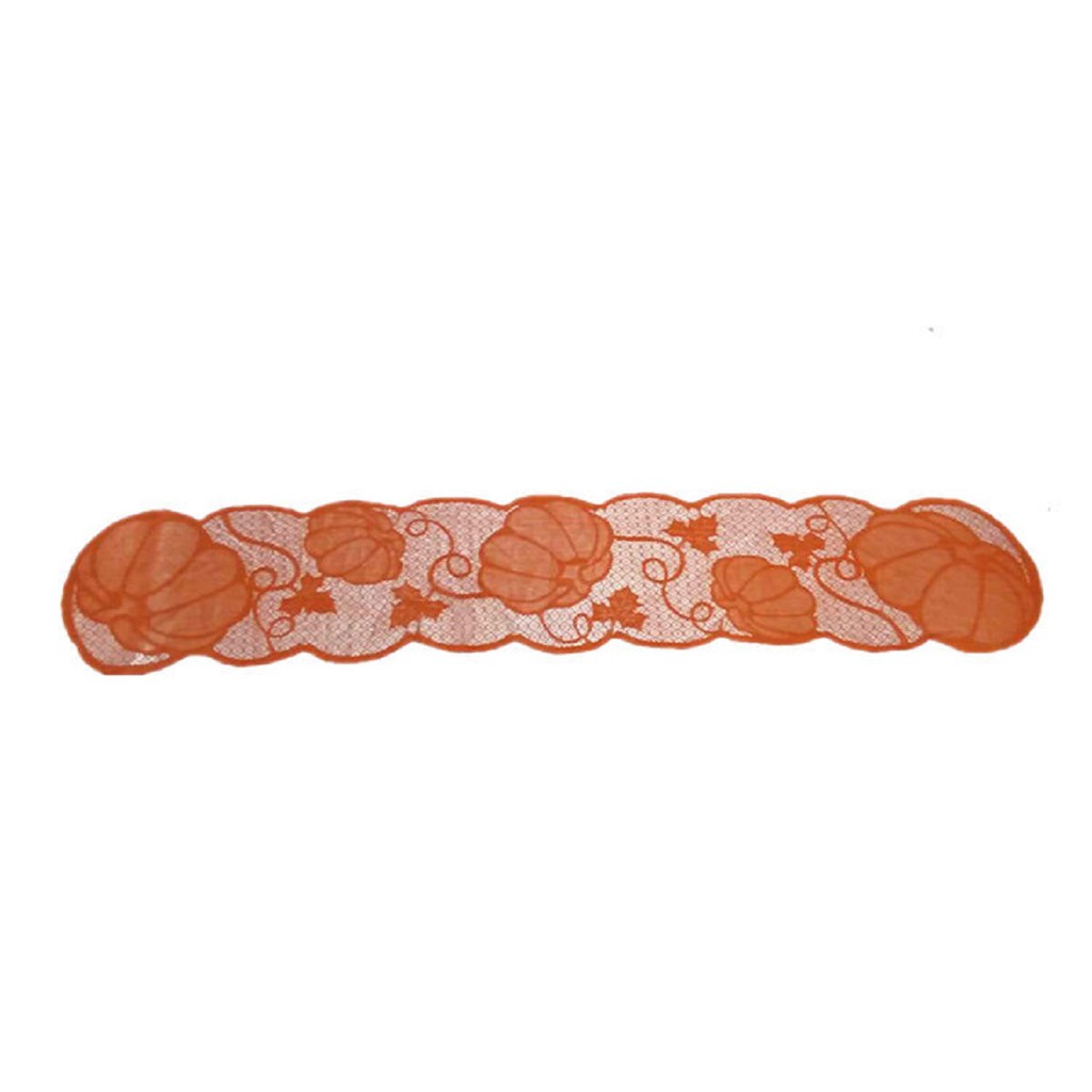 Pumpkin Maple Leaf Handmade Lace Orange Table Runners Thanksgiving