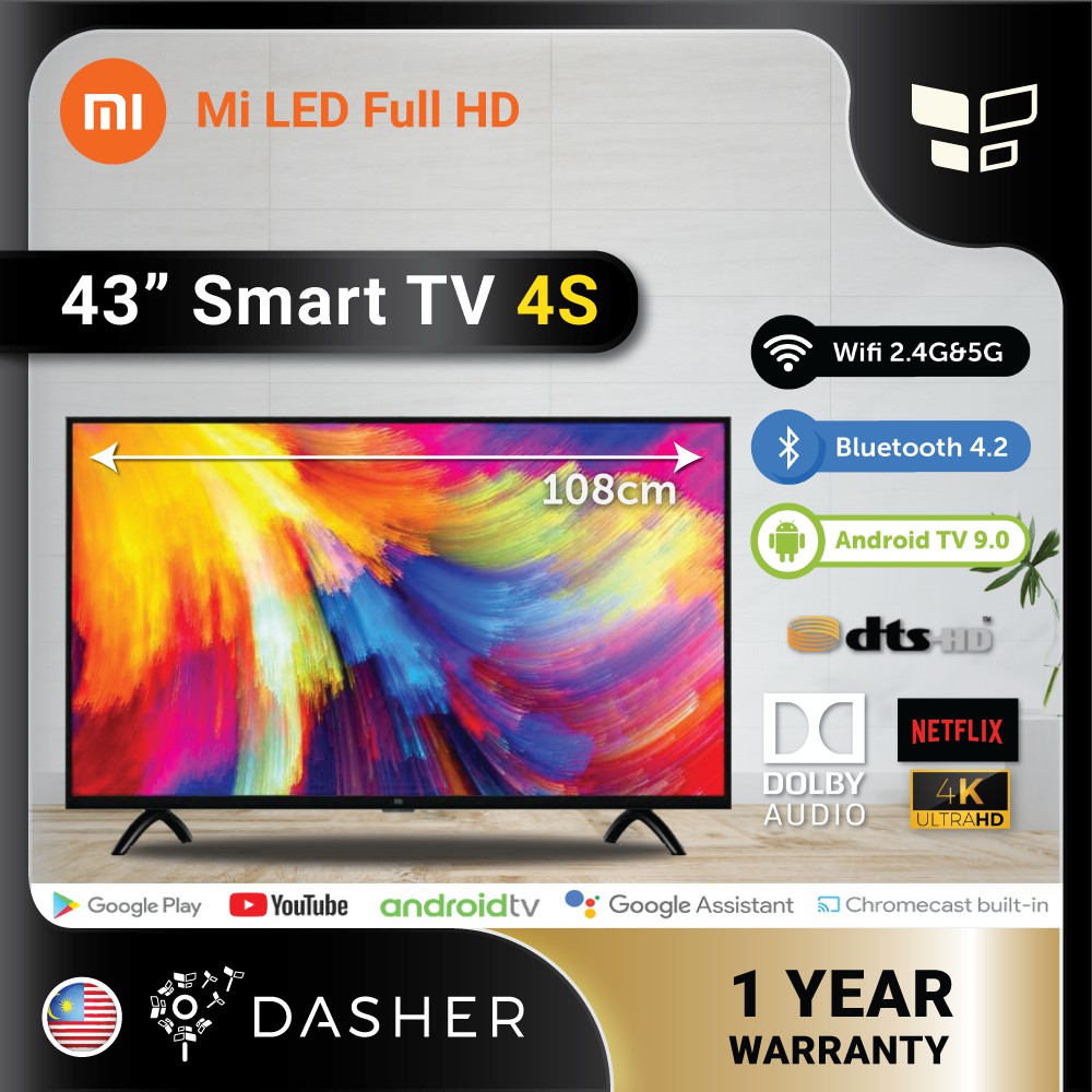 Xiaomi Mi Led 4k Android Smart Tv 43 Inch Uhd Television With Wifi Google Netflix Youtube Global Version Shopee Malaysia