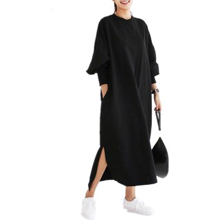ZANZEA Women Casual Batwing Sleeve Round Neck Plus Size Loose Long Dress