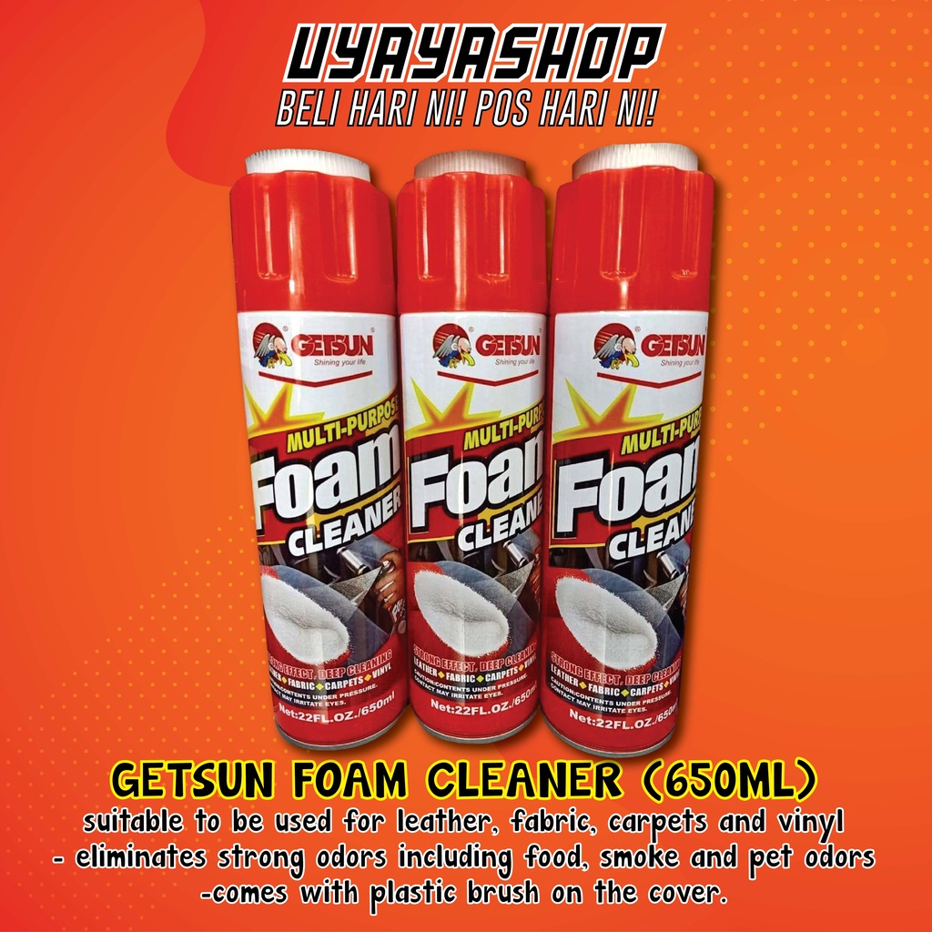 GETSUN Multi Purpose Foam Cleaner With Brush 650ML Hilangkan tompok