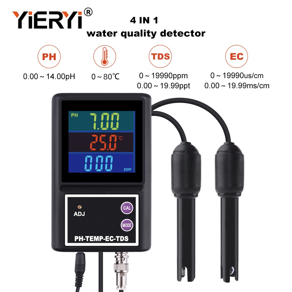 6 in 1 Multi-parameter Water Quality Tester Monitor PH/EC/CF/TDS/ORP/Temp Meter 
