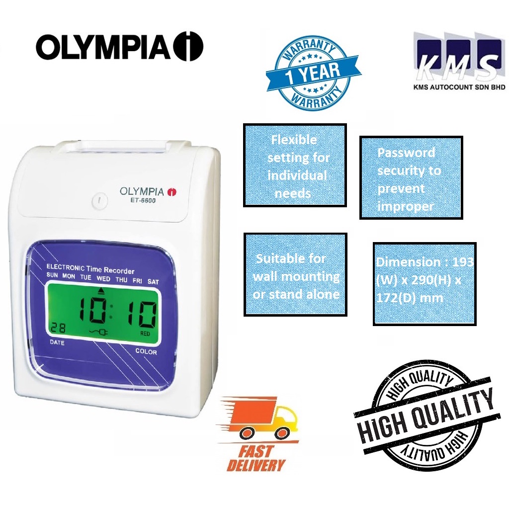 Olympia ET-6600 – LCD clock face Electronic Time Recorder Punch Card Machine[GERMAN BRAND]