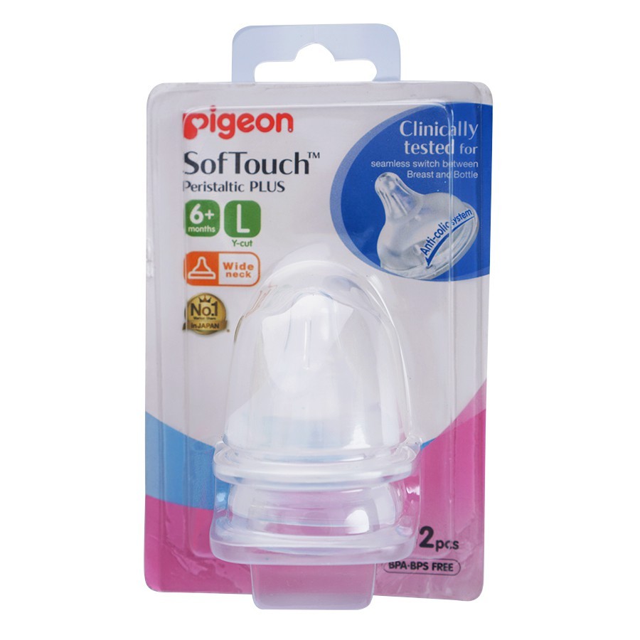 Pigeon SofTouch Peristaltic Plus Wide Neck Teat L (Y-Cut) 6month+