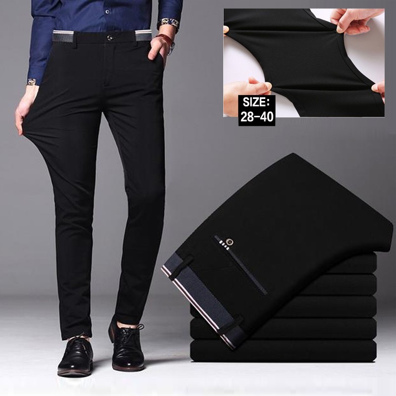 ? M'sia现成库存 ?  นาย m-8xl อย่างเป็นทางการกางเกงสั้นบางสำนักงานยืดหยุ่นกางเกงสีดำยืดหยุ่นสูงกางเกงสั้นสีดำ