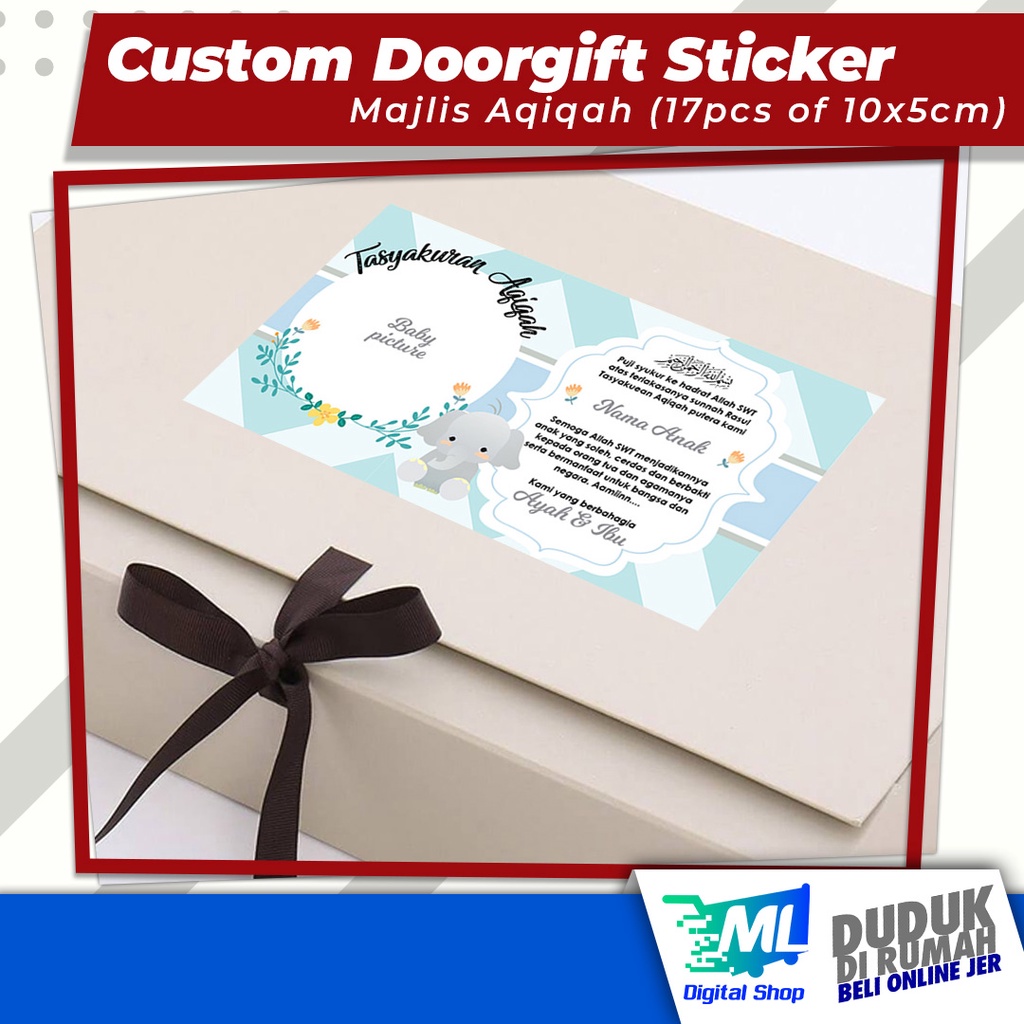 Custom Sticker untuk Majlis Aqiqah & Kesykuran (17pcs)(10x5cm