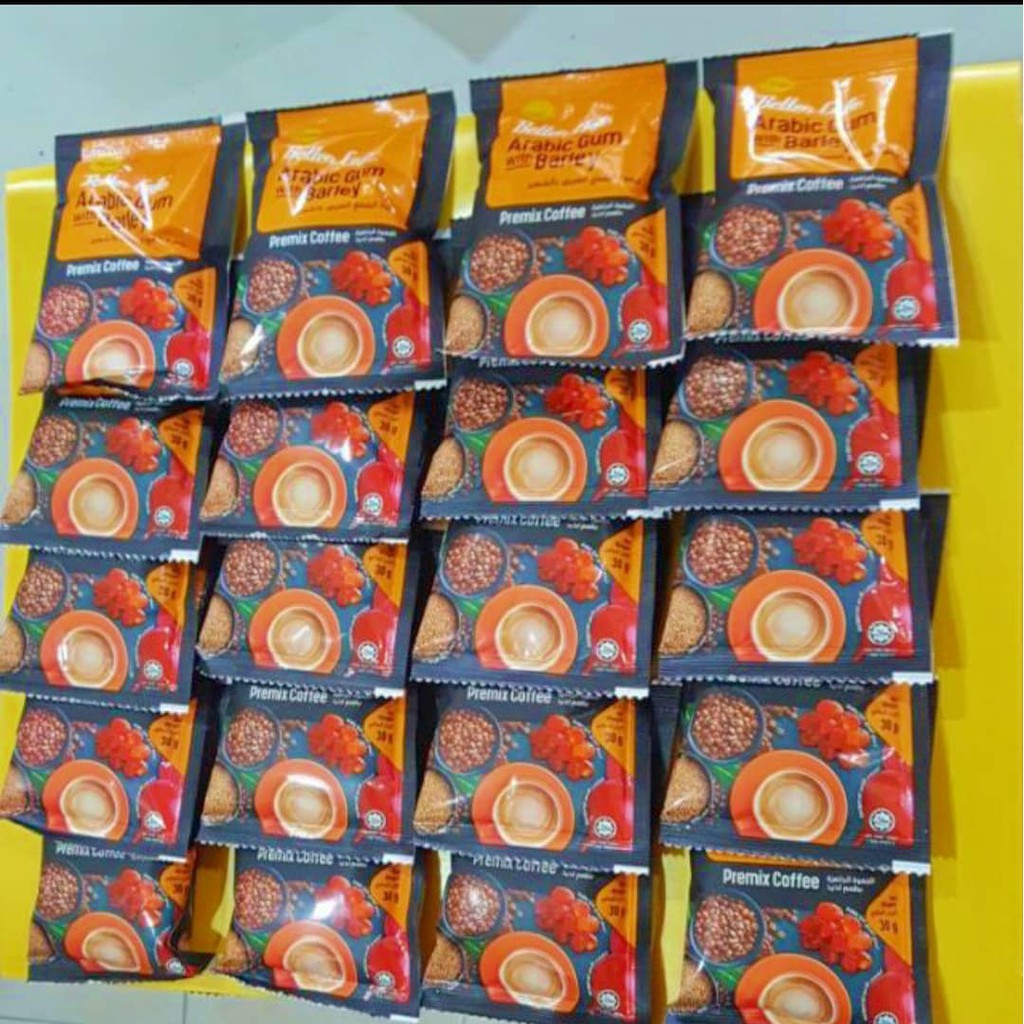 Munif Hijjaz Better Cafe Arabic Gum with Barley | Kopi Arabic Gum Barli Papan (20 sachets x 30g)