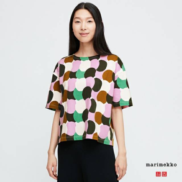 UNIQLO X Marimekko Pink Orange Scalloped Print Short-Sleeve T-Shirt |  