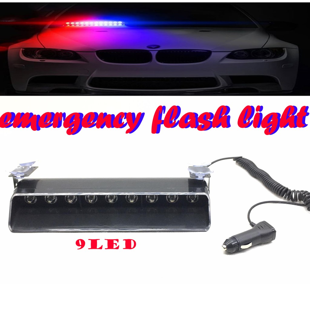 9LED Car Emergency Strobe Warning Lights Police Flashing LED Dash Light