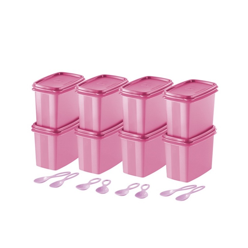 Tupperware pink Shelf Savers with spoon 840ml