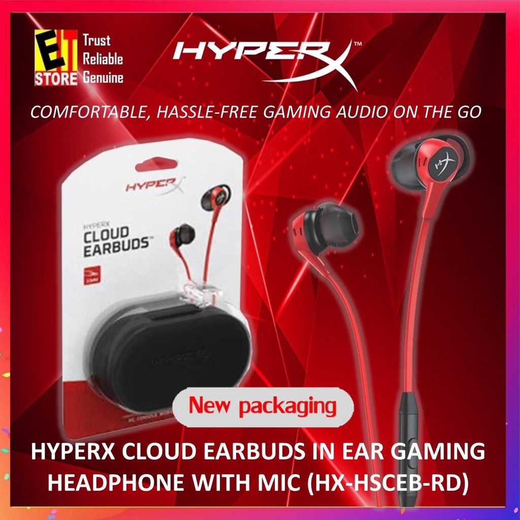 KINGSTON HYPERX CLOUD EARBUDS IN EAR GAMING HEADPHONE WITH MIC Red