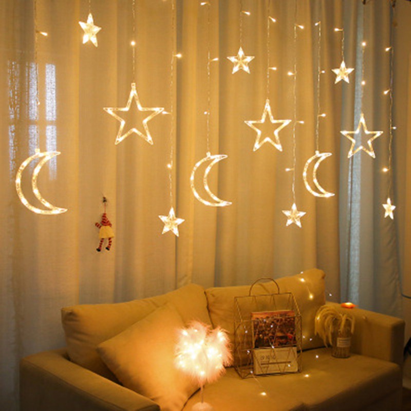 Raya Star Light String Lights Led Star Lights Star Moon Starry Sky Red Lanterns Bedroom Room Decoration Arrangement Curtain Light Shopee Malaysia