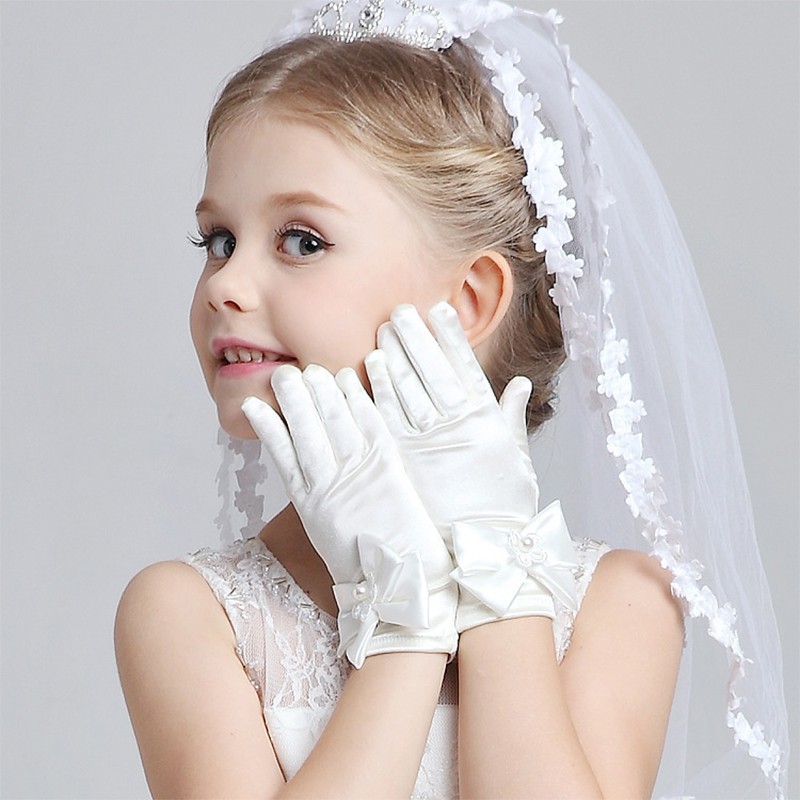 girls wedding gloves