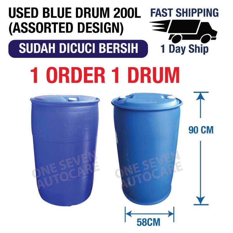 200 Liter Tong Drum Plastik Biru Plastic Blue Drum Hdpe Second Handship From Bandar 4336