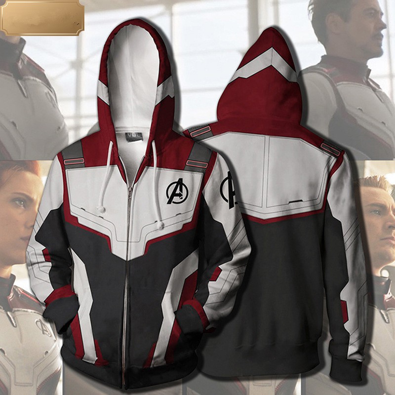 Endgame Quantum Battle Suit Printed Zipper Hoodie Hooded Unisex Coat Avengers 4 
