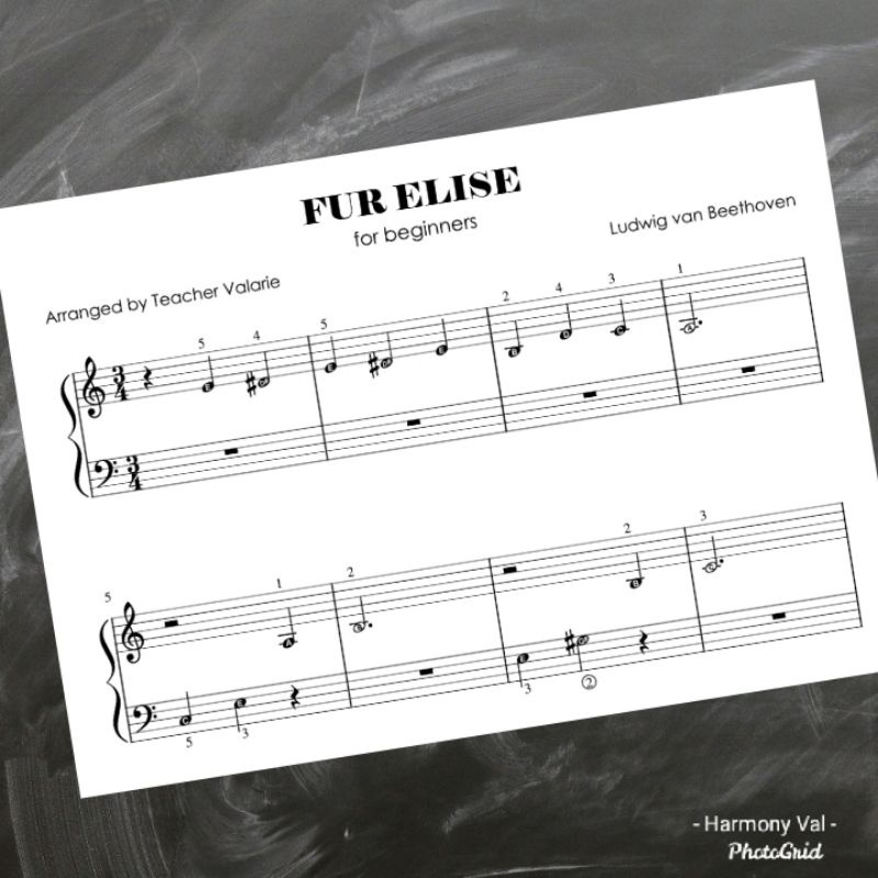 Piano Sheet Music Score Fur Elise Easy Beginner Piano Solo By Beethoven Shopee Malaysia