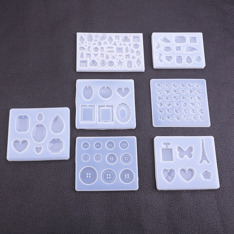 AMOS 1PC Epoxy Pendant Craft Tool Handmade DIY Silicone Mold Resin Buttons Heart Letter Pendant Jewelry Making Mould DIY epoxy resin