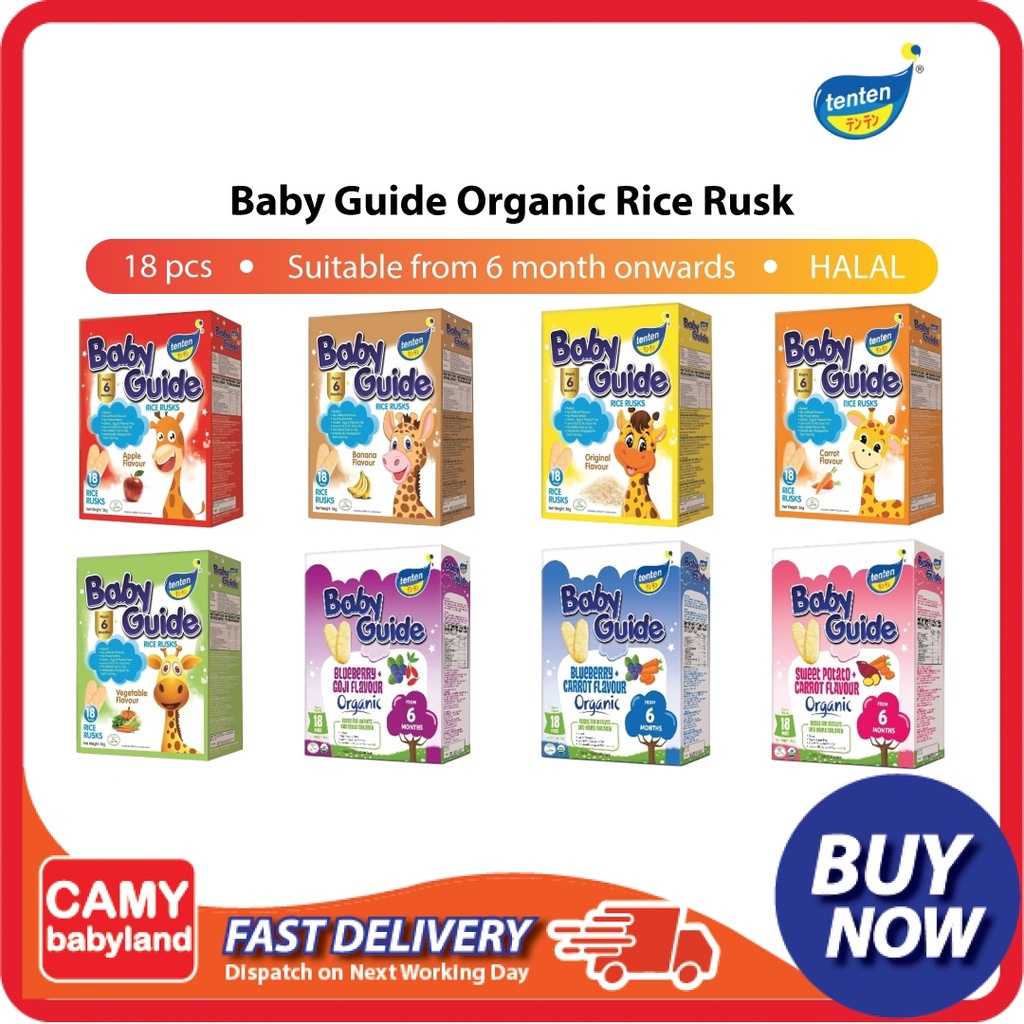 TENTEN - Baby Guide Rice Rusks - 8 flavours available - 18 pcs (6 Month ...