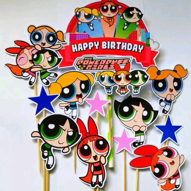 The PowerPuff Girls Cake Topper Birthday | Shopee Malaysia