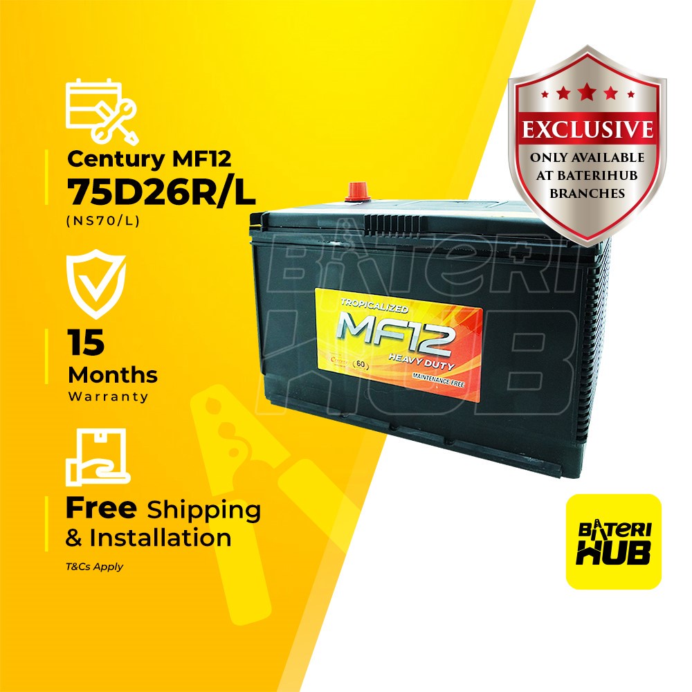 75D26R/L Century MF12 Heavy Duty Car Battery Perdana Exora Innova Unser