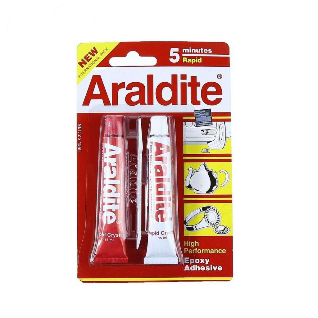 Araldite 5 Minutes Rapid Epoxy Adhesive Glue (Red White) 2 x 15ml