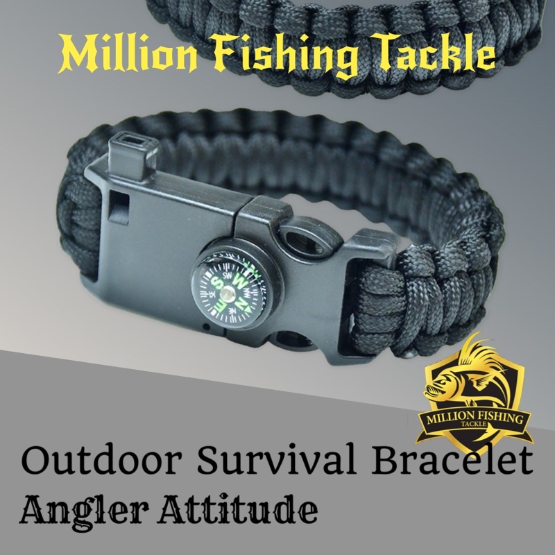 【MF003】MillionFish Multifunction Outdoor Survival Escape Paracord Bracelet Flint/Whistle/Fire Starter/Camping Tools户外手绳