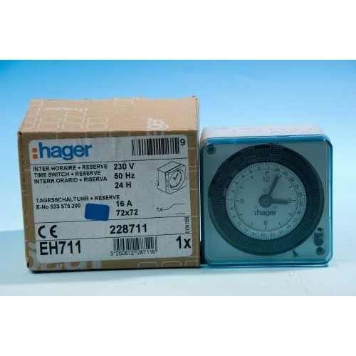HAGER ready stock ipoh EH711 24HOUR TIMER SWITCH analog, pemasa setting, Original 100 japan