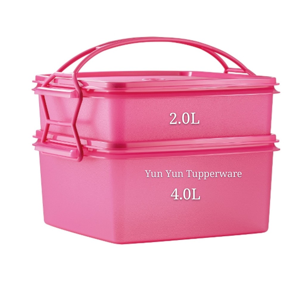 Tupperware Jumbo Goody Box with Cariolier (2) 4L + 2L - Pink or Blue