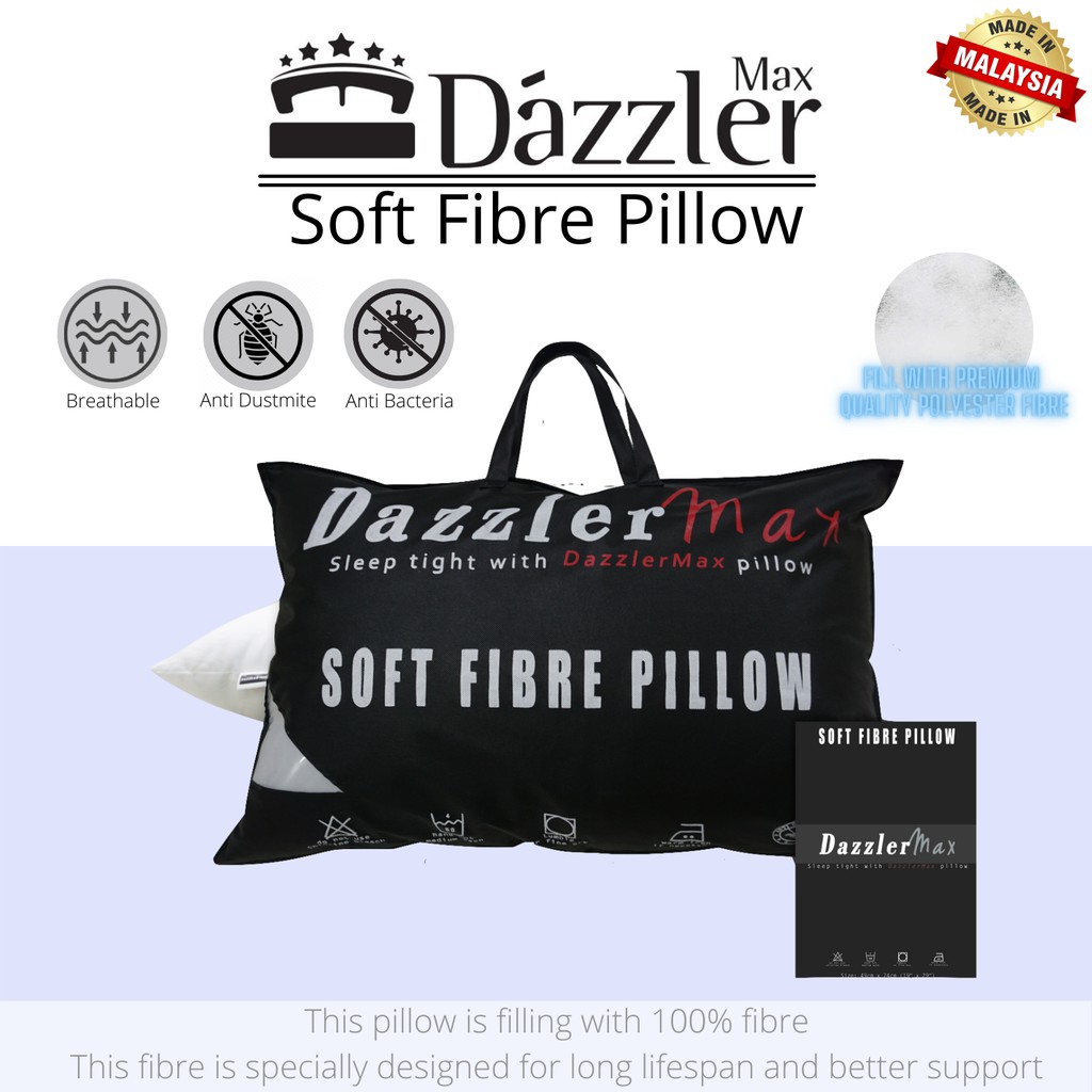 Dazzler Max Soft &amp; Comfortable Polyester Fibre Five Star Bedding Good Quality Hotel Pillow Large Size 19'x29'