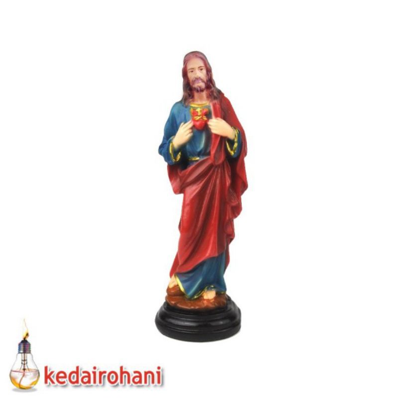 Holy Heart Jesus Statue 15cm Full Color Classic Color Fiberglass Statue Spiritual Souvenir Decoration Gift