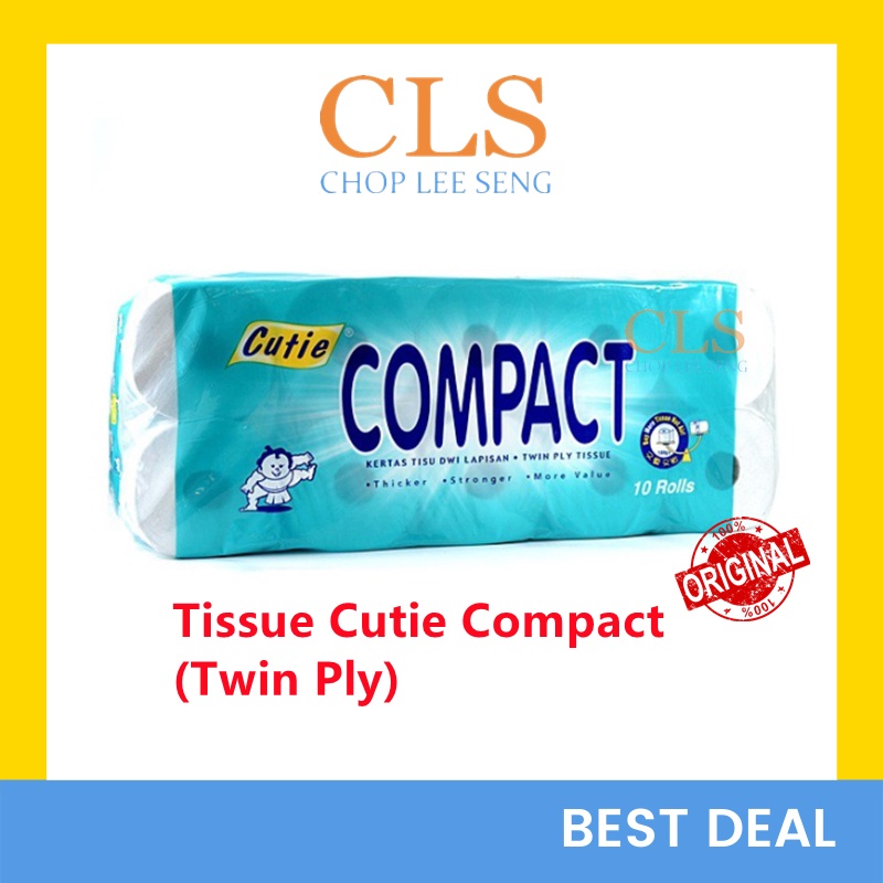 CLS Tissue Cutie Compact Twin Ply Bathroom Toilet Roll Tisu Tandas Murah 2 plys 1 pack 10 rolls