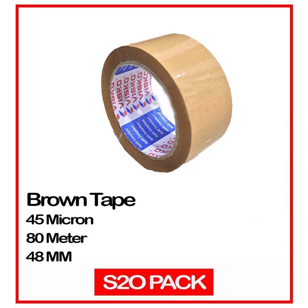 S2o Visko Opp Brown Packaging Tape 45mic X 48mm X 80m