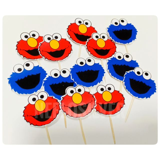 25 Pcs Seseme Street Elmo Cookie Monster Cup Cake Topper