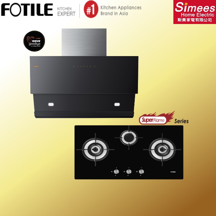 Fotile Kitchen Appliances Package Chimney Hood JQG9031 and 3 Burners