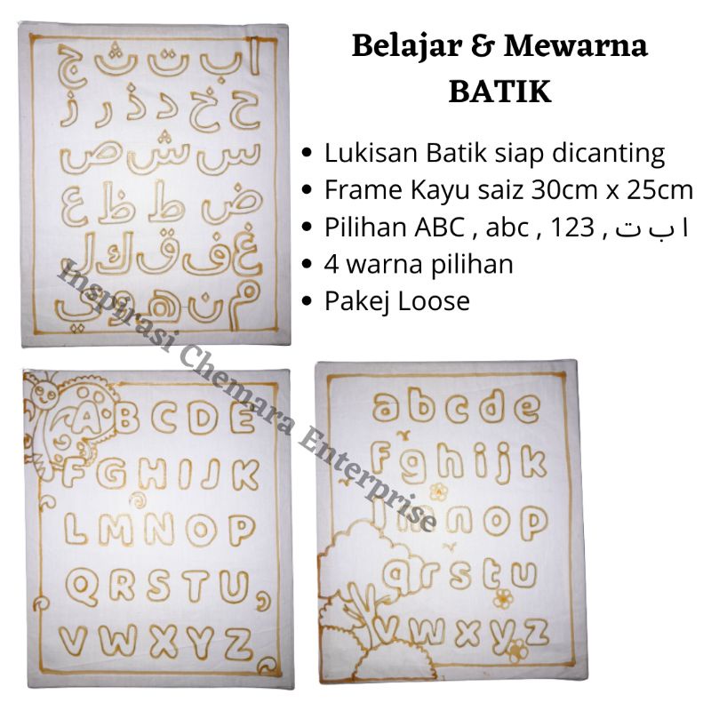 Buy EDUCATIONAL BATIK PAINTING Kit For Kids TEMA ABC , abc , 123 