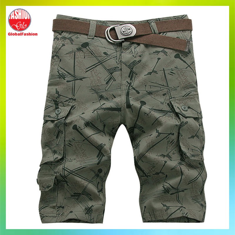 Short Cargo Pants Men Seluar Kargo 3 Suku Lelaki Straight Cut Knee Length Cotton Celana 多口袋休閒短褲男
